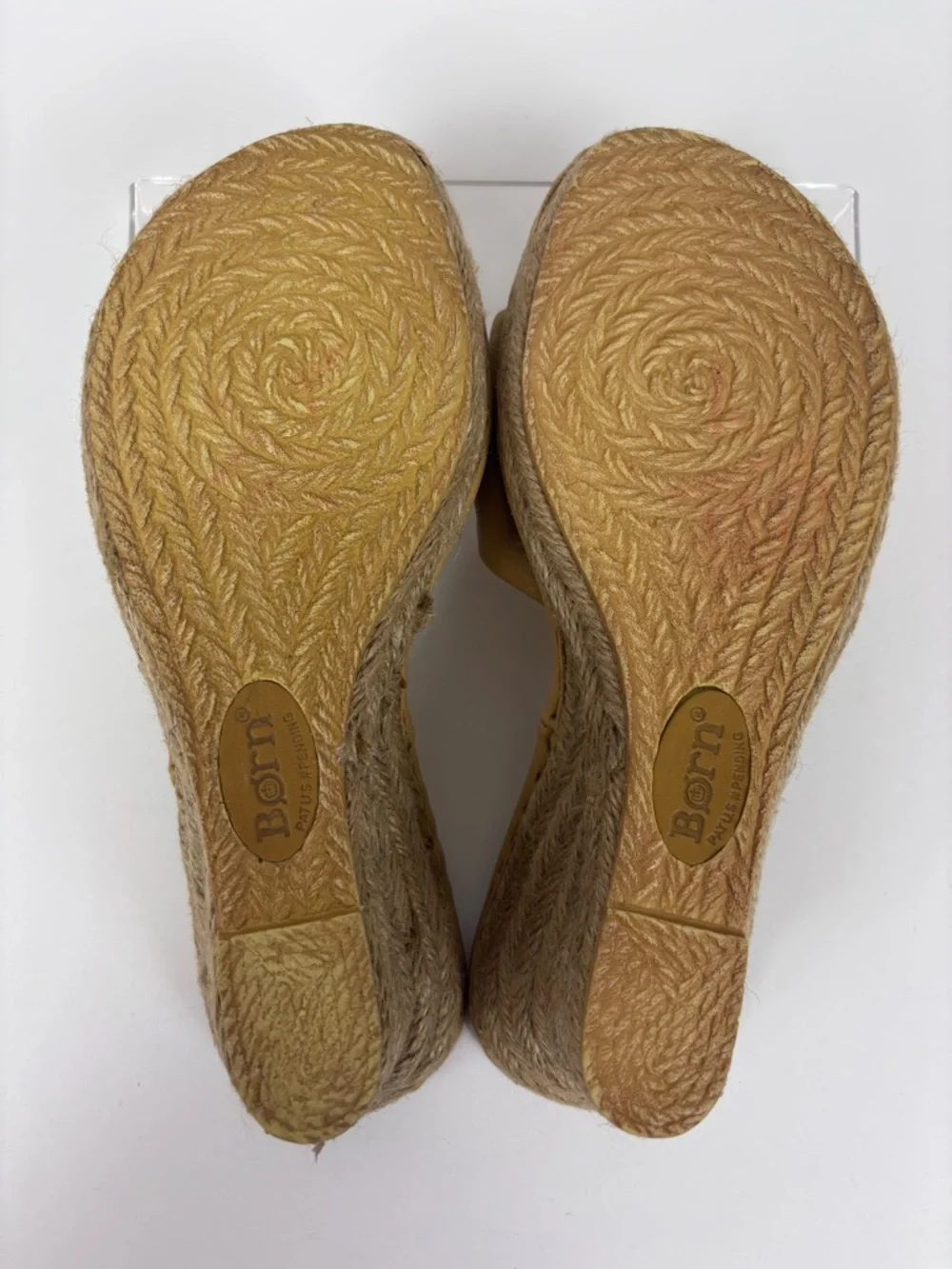 Born Drilles Espadrille Wedge Slide Sandals Leather Fabric Boho Slip-On Tan 8 - Picture 11 of 16